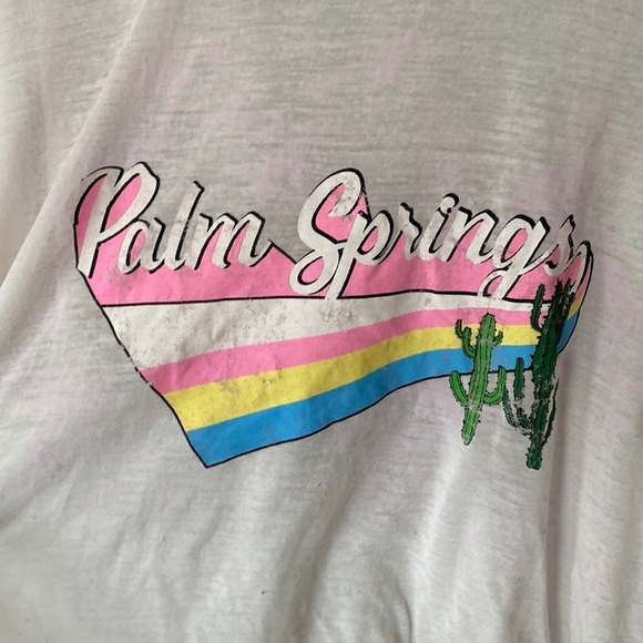 Urban Nation Palm Springs pink distressed style lightweight t-shirt top - Picture 2 of 10